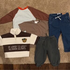 Zara Kids Matching Set - Brown, Blue, Gray